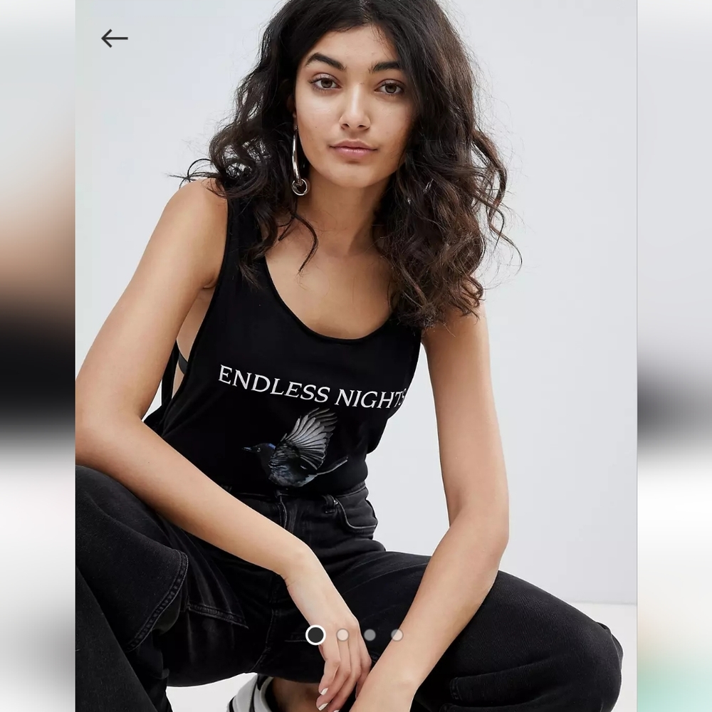 Weekday drop arm tank in black print